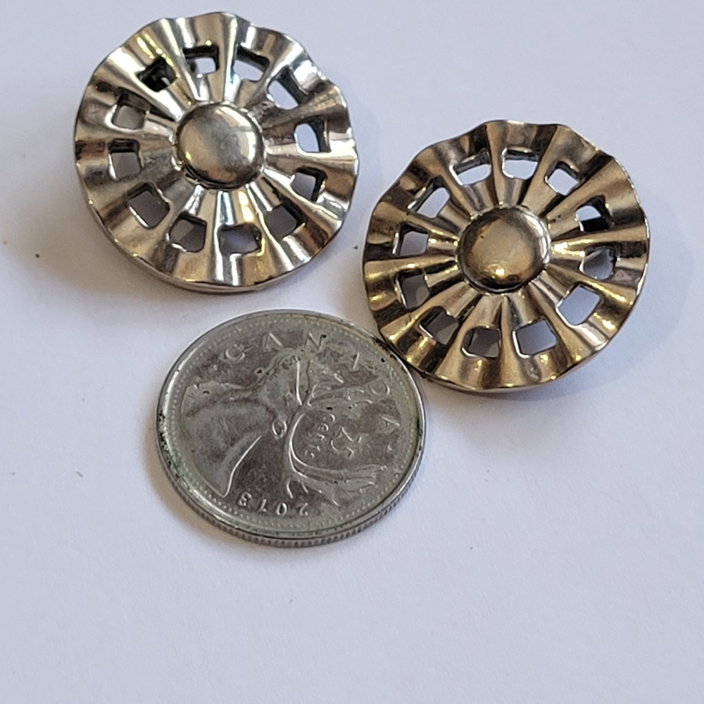 Silver Circular Clip on Earrings